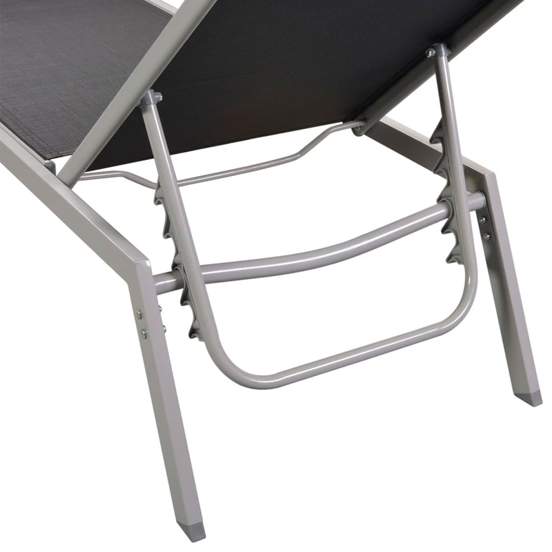 Sun Lounger Steel and Textilene Black Payday Deals