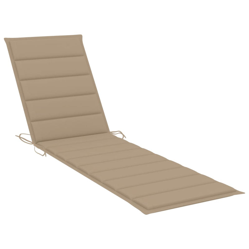 Sun Lounger with Beige Cushion Solid Teak Wood Payday Deals