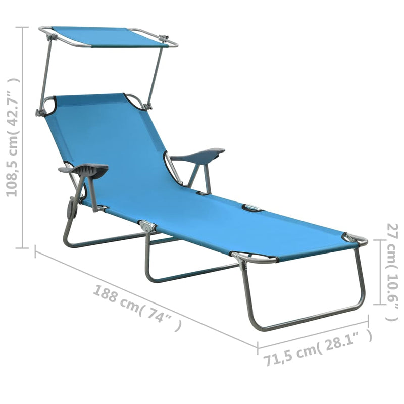 Sun Lounger with Canopy Steel Blue Payday Deals