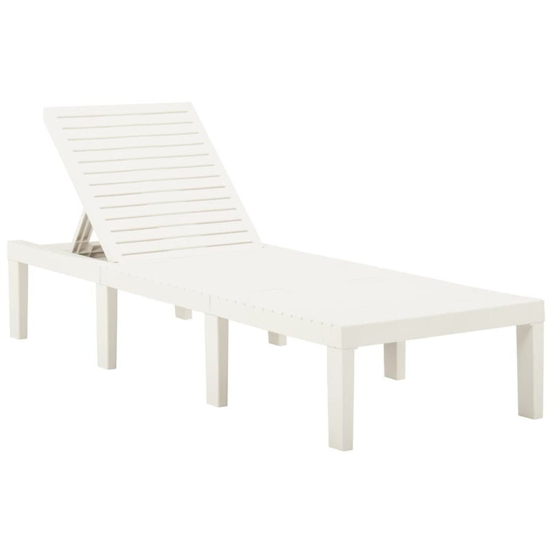 Sun Lounger with Cushion Plastic White Payday Deals