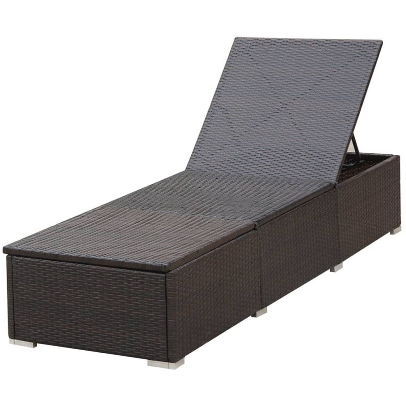 Sun Lounger with Cushion Poly Rattan Brown Payday Deals