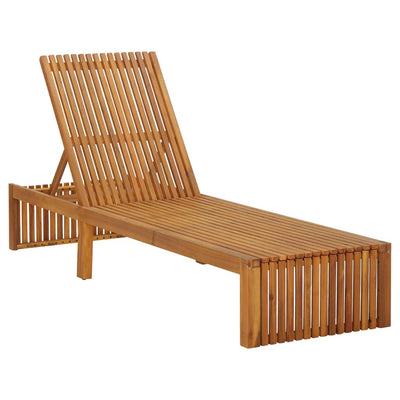 Sun Lounger with Cushion Solid Acacia Wood Payday Deals