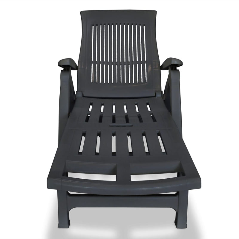 Sun Lounger with Footrest Plastic Anthracite Payday Deals