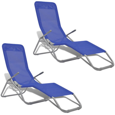 Sun Loungers 2 pcs Steel Frame and Textilene Blue Payday Deals