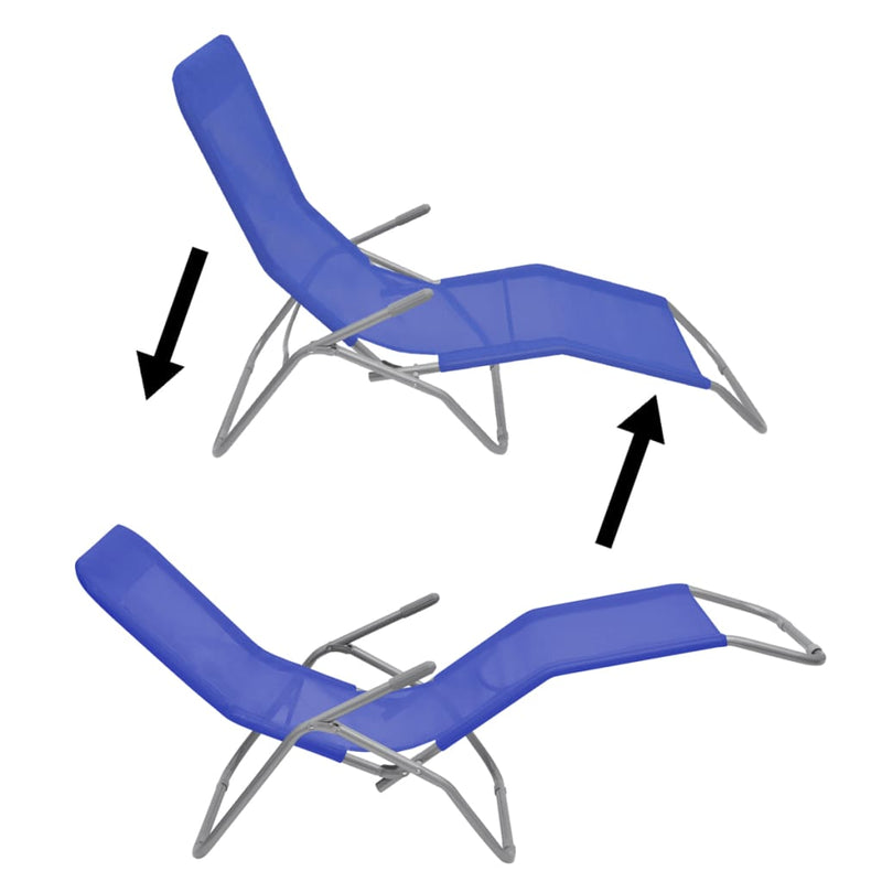Sun Loungers 2 pcs Steel Frame and Textilene Blue Payday Deals