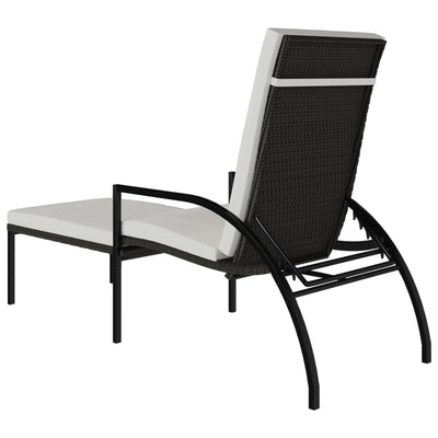 Sun Loungers 2 pcs with Footrest PE Rattan Brown Payday Deals