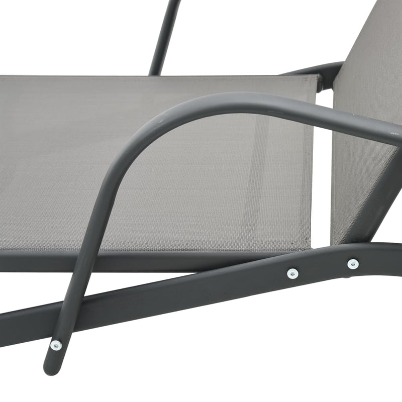 Sun Loungers 2 pcs with Table Textilene and Steel Payday Deals