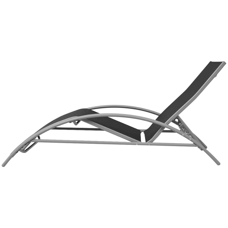 Sun Loungers with Table Aluminium Black Payday Deals