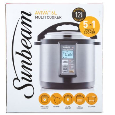 Sunbeam Aviva 6L Electronic Pressure Slow Multi Cooker - Silver Stainless Payday Deals