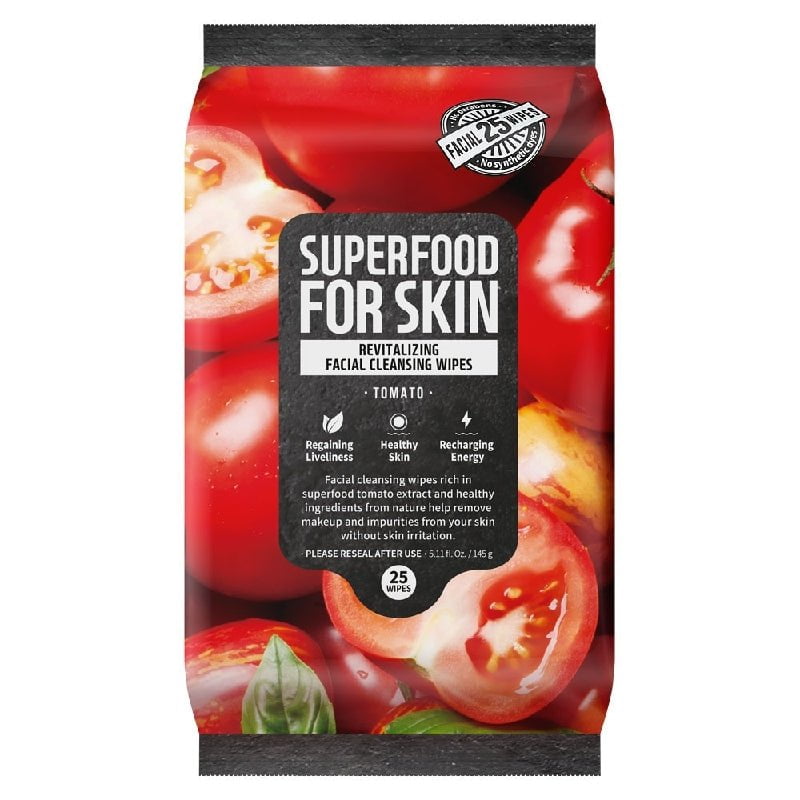 Superfood For Skin Revitalizing Facial Cleansing Wipes Tomato 25 Pack Face Care Payday Deals