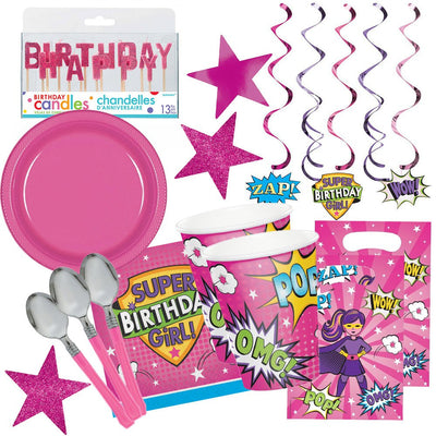 Superhero Girl 16 Guest Deluxe Tableware Party Pack Payday Deals