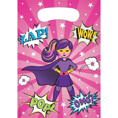 Superhero Pink Girls 16 Guest Deluxe Tableware Party Pack Payday Deals