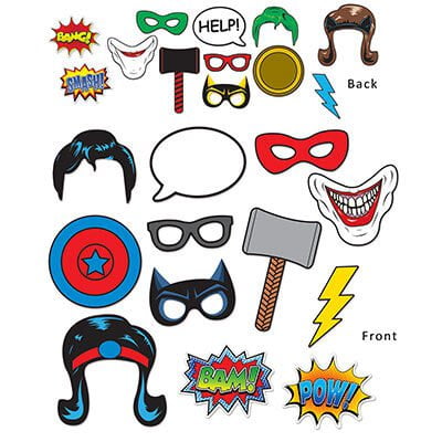 Superhero Silhouettes & Photo Booth Props Party Pack Payday Deals