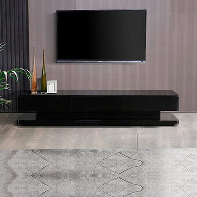 TV Cabinet with 3 Storage Drawers With High Glossy Assembled Entertainment Unit in Black colour