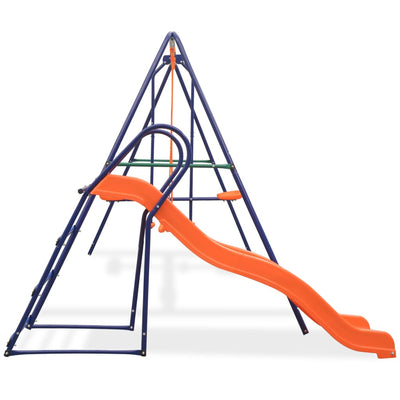 Swing Set with Slide and 3 Seats Orange Payday Deals
