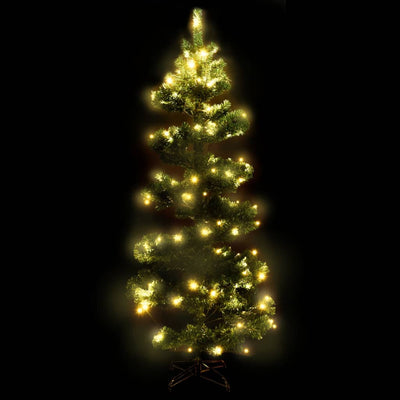 Swirl Christmas Tree with Stand and LEDs Green 180 cm PVC Payday Deals