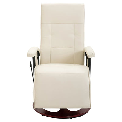 Swivel TV Armchair Cream Faux Leather Payday Deals