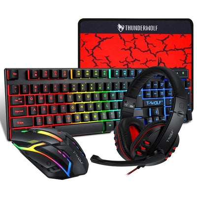 T-Wolf TF800 RGB 4-pcs Gaming Keyboard/Mouse/Headphone/Mouse Pad Kit Set Payday Deals