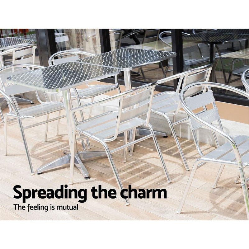 Bar Table Outdoor Furniture Adjustable Aluminium Pub Cafe Indoor Square Gardeon Payday Deals