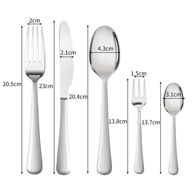 Tableware Cutlery Set Stainless Steel Knife Fork Spoon Kitchen Child Silver 60PC Payday Deals