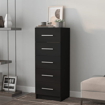 Tall Drawer Chest Black 41x35x106 cm Engineered Wood Payday Deals