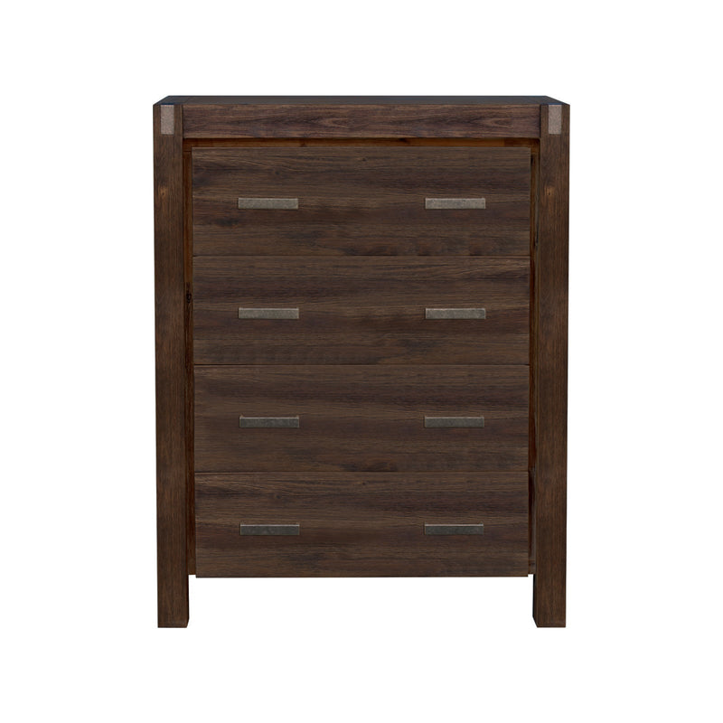 Tallboy with 4 Storage Drawers Solid Wooden Assembled in Chocolate Colour Payday Deals