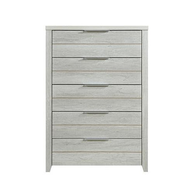 Tallboy with 5 Storage Drawers Natural Wood like MDF in White Ash Colour Payday Deals