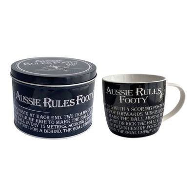 Tea Cup Coffee Mug In A Tin Afl Print Design Novelty Gift Set