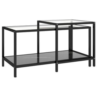 Tea Tables 2 pcs Tempered Glass Black Payday Deals