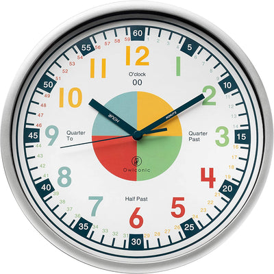 Telling Time Analogue Silent Wall Clock (Standard). Perfect Educational Tool for Homeschool, Classroom, Teachers and Parents Payday Deals