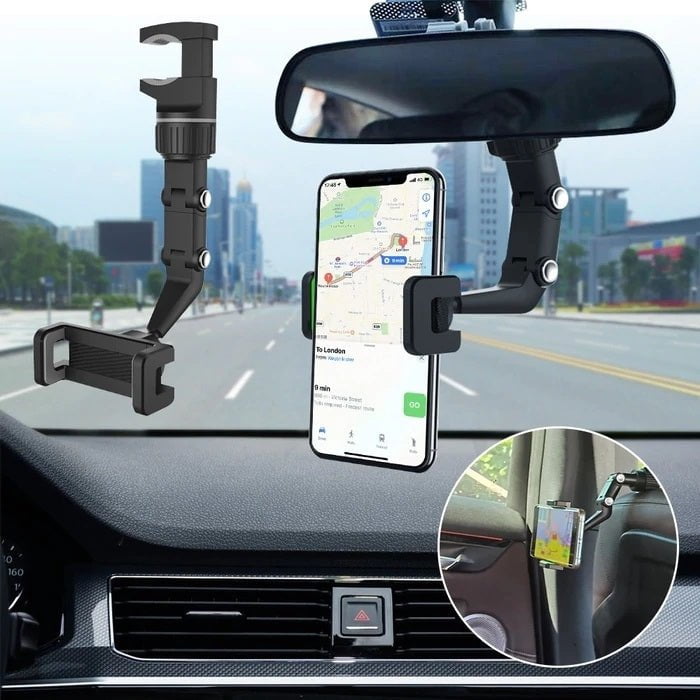 TEQ Adjustable Phone Holder Car Rearview Mirror Mount Payday Deals