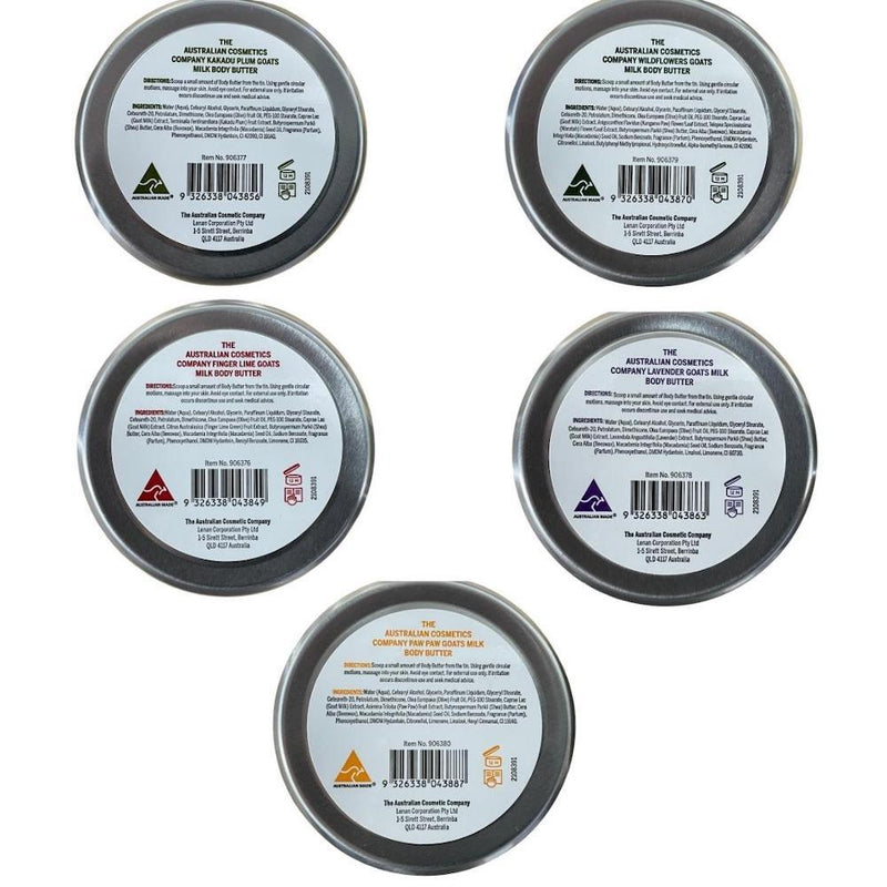 The Australian Cosmetics Company 5 Piece Body Butter Set. Moisturize, Nourish and Hydrate the Skin Payday Deals