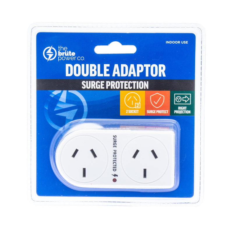 THE BRUTE POWER CO. Double Adaptor - Flat Right + Surge Protection Payday Deals