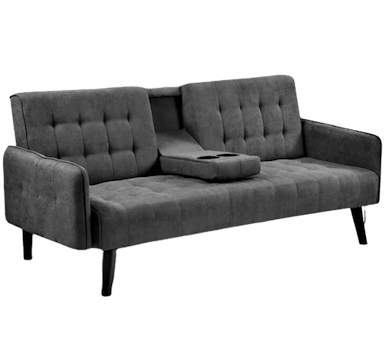 The New Yorker - Small Sofa Bed 3 Seat Lounge Set Sectional With Cup - Grey Payday Deals