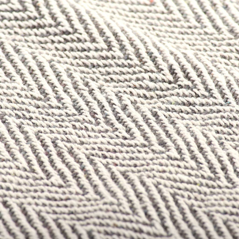Throw Cotton Herringbone 160x210 cm Grey Payday Deals