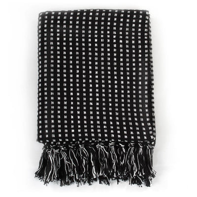 Throw Cotton Squares 160x210 cm Black Payday Deals