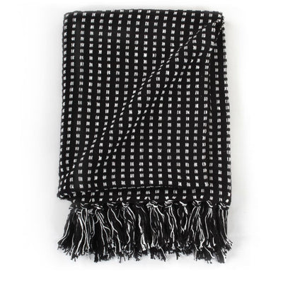 Throw Cotton Squares 160x210 cm Black Payday Deals