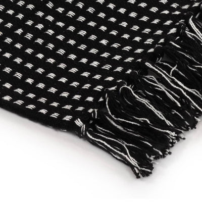 Throw Cotton Squares 160x210 cm Black Payday Deals