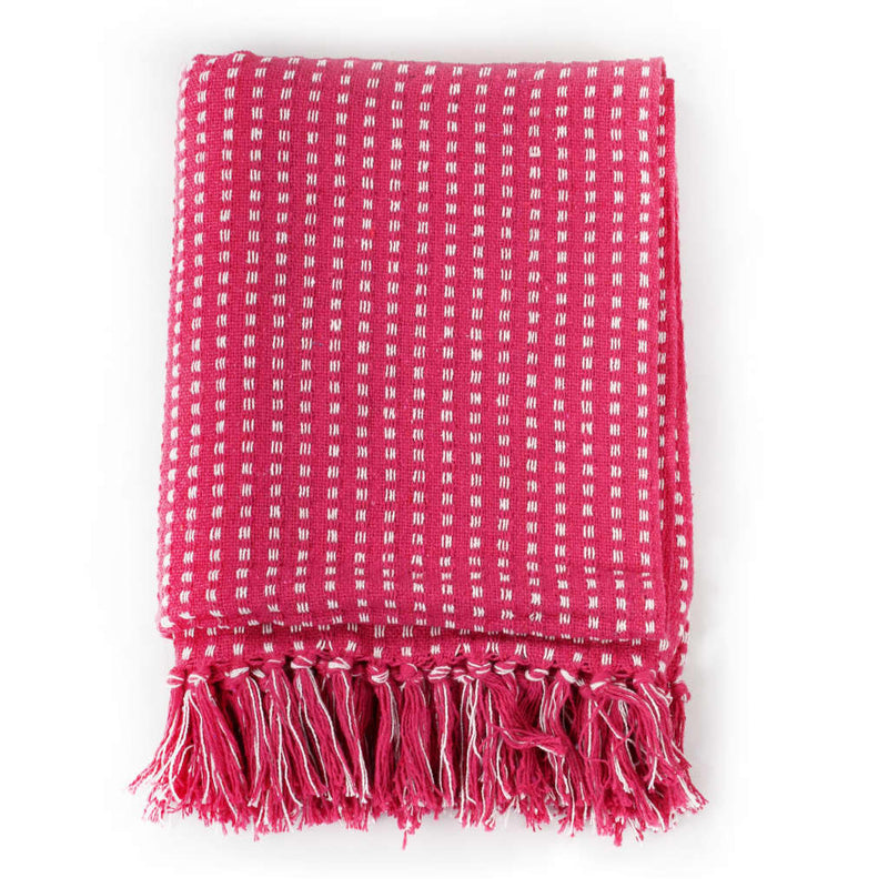 Throw Cotton Squares 220x250 cm Pink Payday Deals