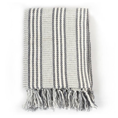 Throw Cotton Stripes 160x210 cm Grey and White Payday Deals