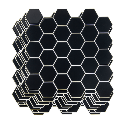 Tiles 3D Peel and Stick Wall Tile Hexagonal Mosaic Black (30cm x 30cm x 10 sheets)