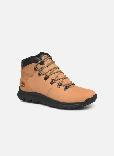 Timberland Mens Mid Boots World Hiker Hiking Lace Up Waterproof Shoes - Medium Beige Nubuck