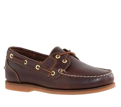 Timberland Women's Classic Amherst 2 Eye Boat Shoes Leather Loafers Flat - Brown Payday Deals