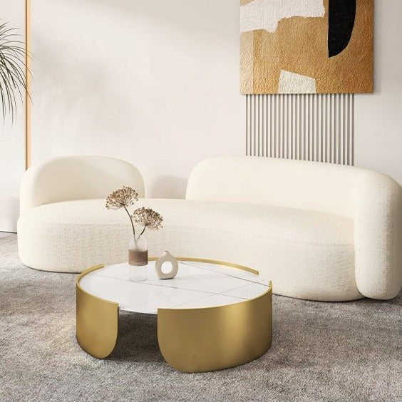 TINA Ceramic Coffee Table Nesting Coffee Table/Ceramic Table Top/Golden powder-coated steel legs Payday Deals