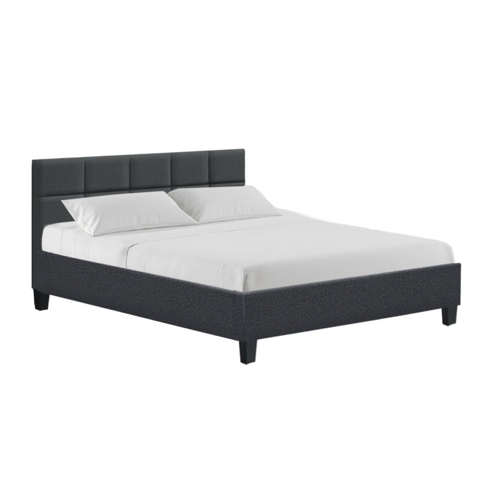 Artiss Tino Bed Frame Queen Size Charcoal Fabric dropshipzone Australia