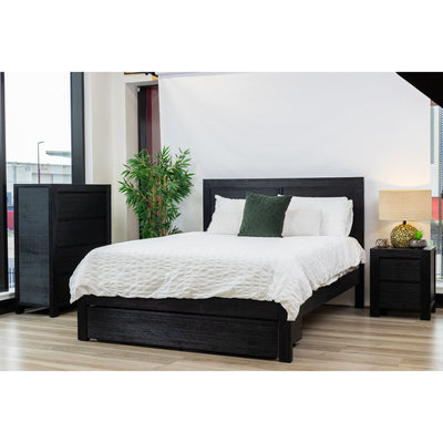 Tofino 4pc Queen Bed Suite Bedside Tallboy Bedroom Furniture Package - Black Payday Deals