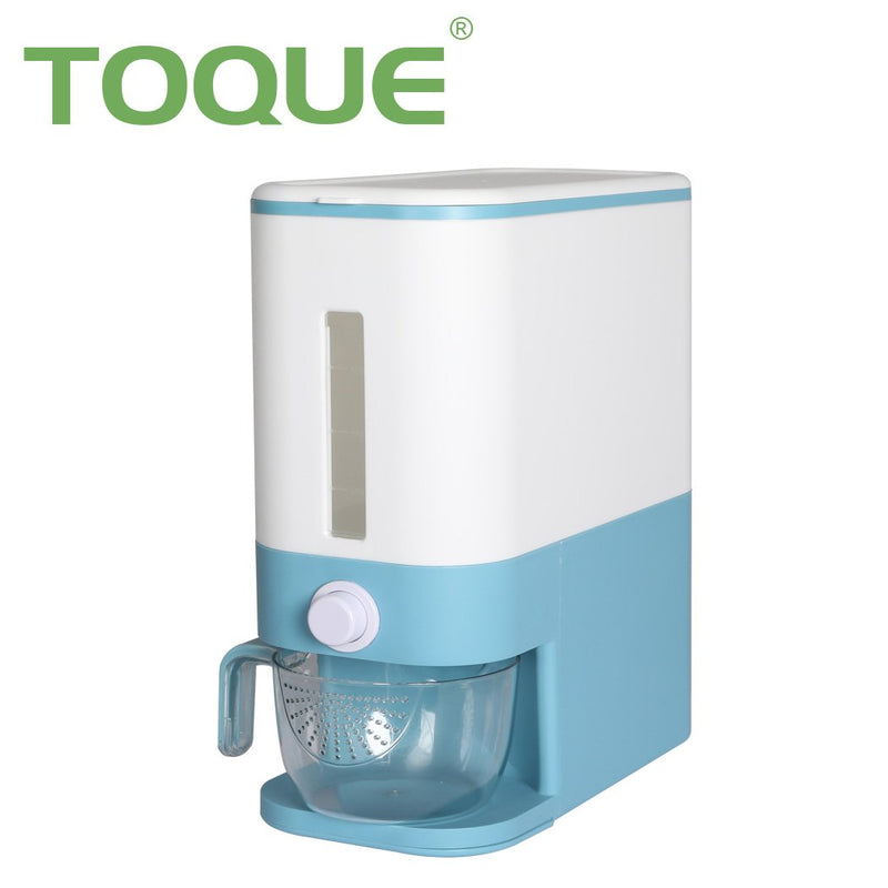 TOQUE Cereal Dispenser Auto Grain Storage Box Food Flour Container 12L Blue Payday Deals