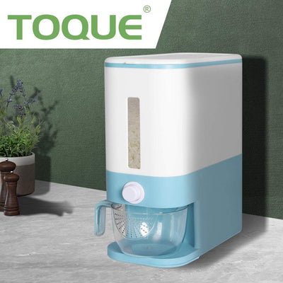 TOQUE Cereal Dispenser Auto Grain Storage Box Food Flour Container 12L Blue Payday Deals