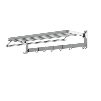 Towel Rail Rack Holder 4 Bars Wall Mounted Aluminium Foldable Hanging Hook Payday Deals