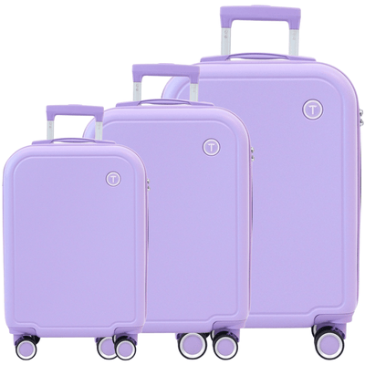 TPartner 3-Piece Hardshell Luggage Bags Travel Trolley TSA - Purple